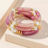 New Chinese style natural freshwater pearl acrylic bracelet set of three pieces