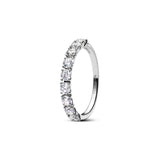 Panda Dora S925 Silver Ring with Pav&eacute; Set Sparkling Starlight Bow, Fashionable Elegant Women's Ring, Cuban Chain Pair Ring