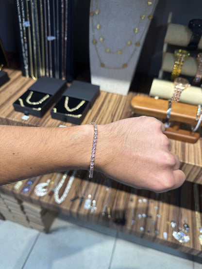 Pulsera De Tenis Rosa 3 mm 
