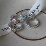 Dopamine love colored zircon diamond ring female niche index finger high-end fashion personality open ring