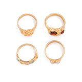New Women's Trendy Retro Ring Set Street Geometric Hollow Diamond Set Ring Set Ring Combination
