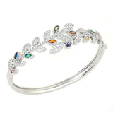 Copper inlaid colored zircon leaf bracelet