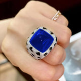Gemstone Rings  Silver Leopard Print Resizable Rings Wedding Party Fine Jewelry