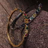 Fashion geometric heart-shaped color bracelet with copper inlaid zircon