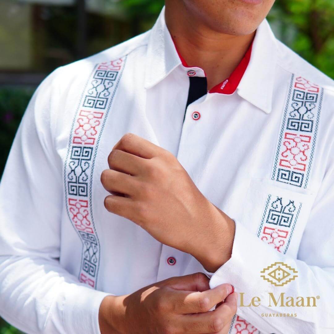 Camisa Guayabera M/Larga Blanca Bordada TMY LeMaan Tienda de Moda Artesanal