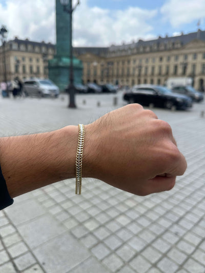 Pulsera Petatillo Combinada 6 mm Oro Laminado 18 K All In Men Joyeria