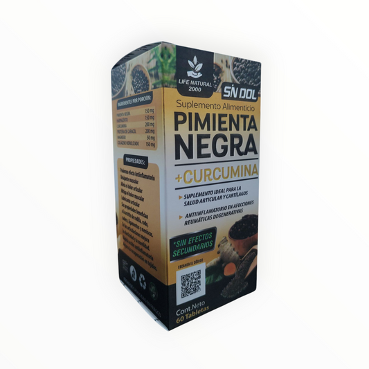 TAB SN DOL PIMIENTA NEGRA + CURCUMA C/60 LIFE NATURAL NatuZem