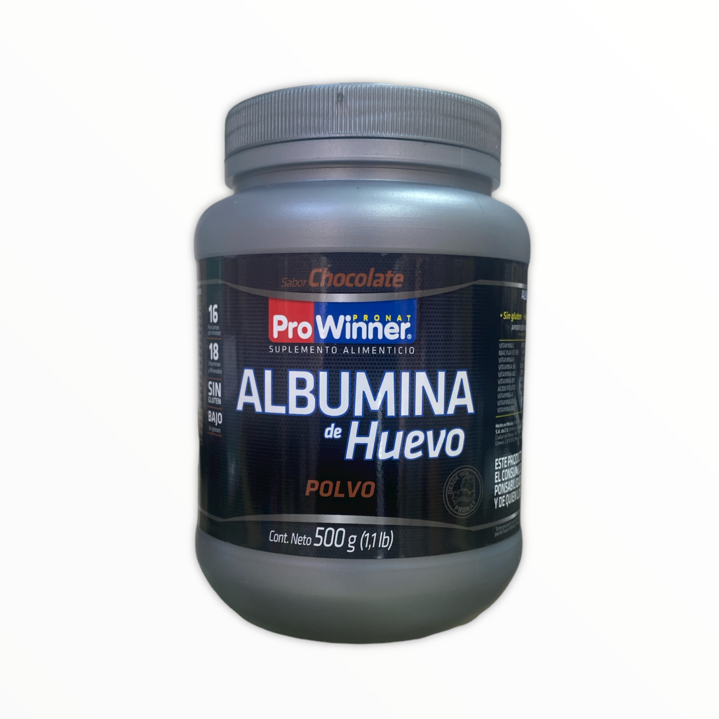 ALBUMINA DE HUEVO 500 GRS CHOCOLATE PROWINNER NatuZem
