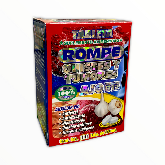 TAB ROMPE QUISTES Y TUMORES, AJO, VITAMINA B17 C/100 NEUTRIUS NatuZem
