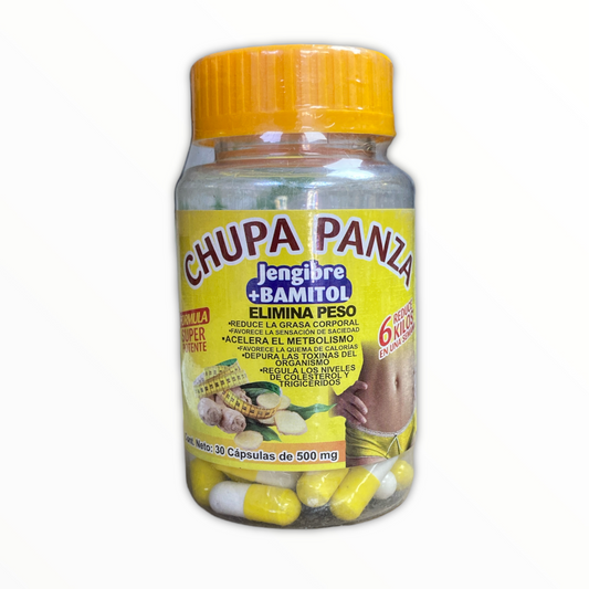 CAP CHUPA PANZA ( TRANSPARENTE AMARILLO) + JENGIBRE BAMITOL C/30 NatuZem