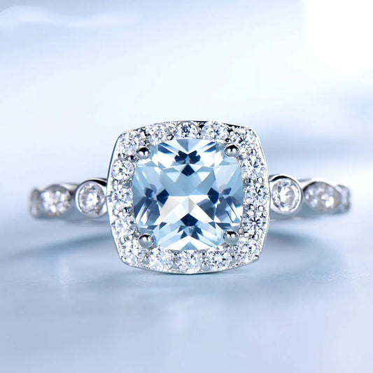 ZDRSHP0002 - S925 Ley Anillo Topacio Artificial y Circonita Cubica Blanca Calenbi Joyería