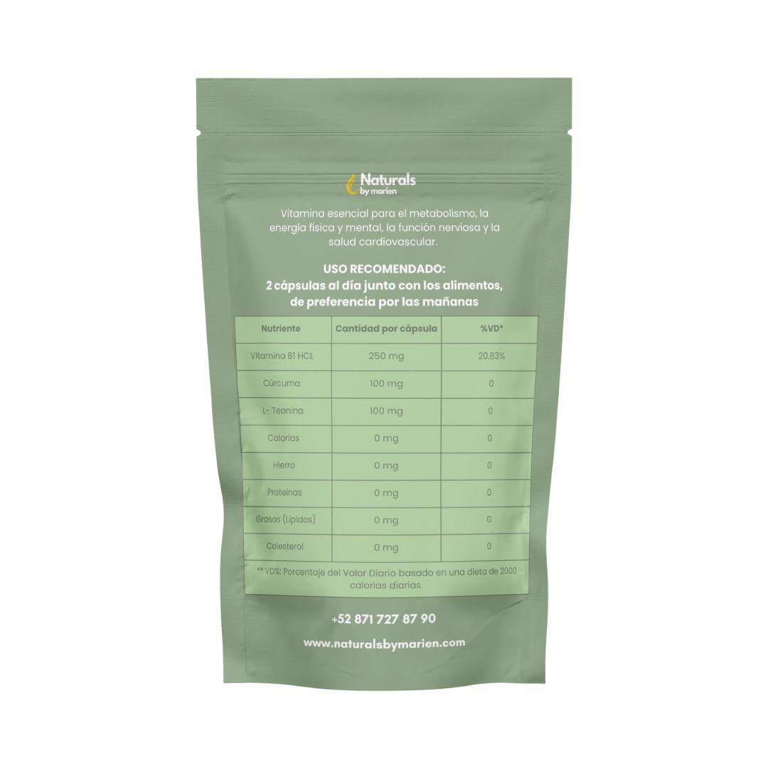 Vitamina B1 + L Teanina y Cúrcuma Cápsulas (60 cápsulas)