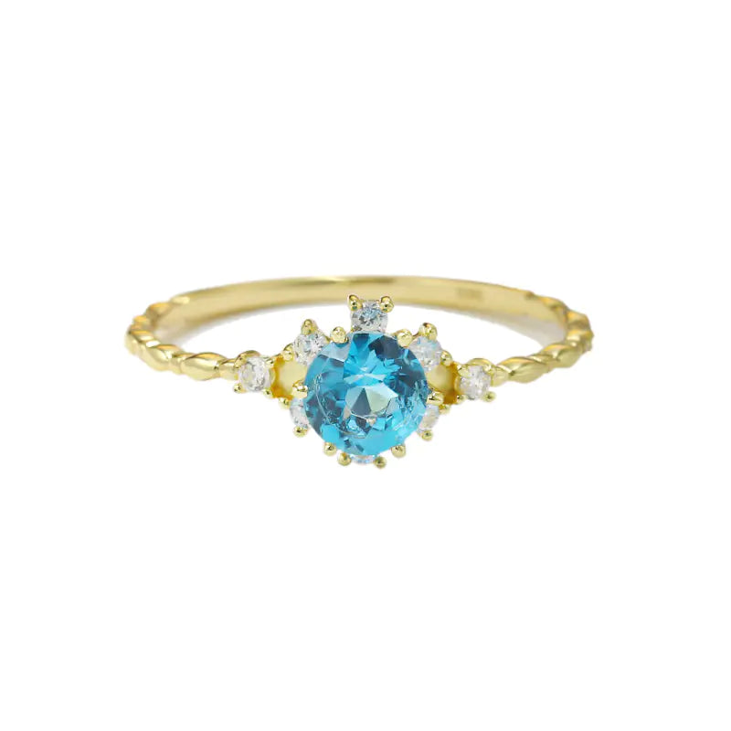 ZDRSHP0001 - Anillo S925 Ley Topacio Natural y Circonita Cubica Blanca Cerrado Calenbi Calenbi Joyería