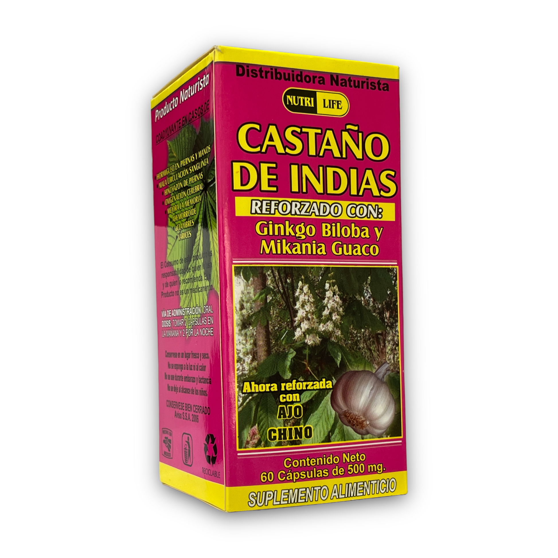 CAP CASTAÑO DE INDIAS REFORZADO CON AJO CHINO C/60 NUTRI LIFE NatuZem
