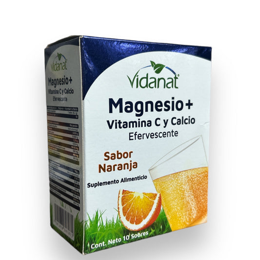 POLVO MAGNESIO + VITAMINA C Y CALCIO (EFERVESCENTE) C/ 10 SOBRES VIDANAT NatuZem