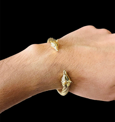 Pulsera Lobos Dorada Ajustable All In Men Joyeria