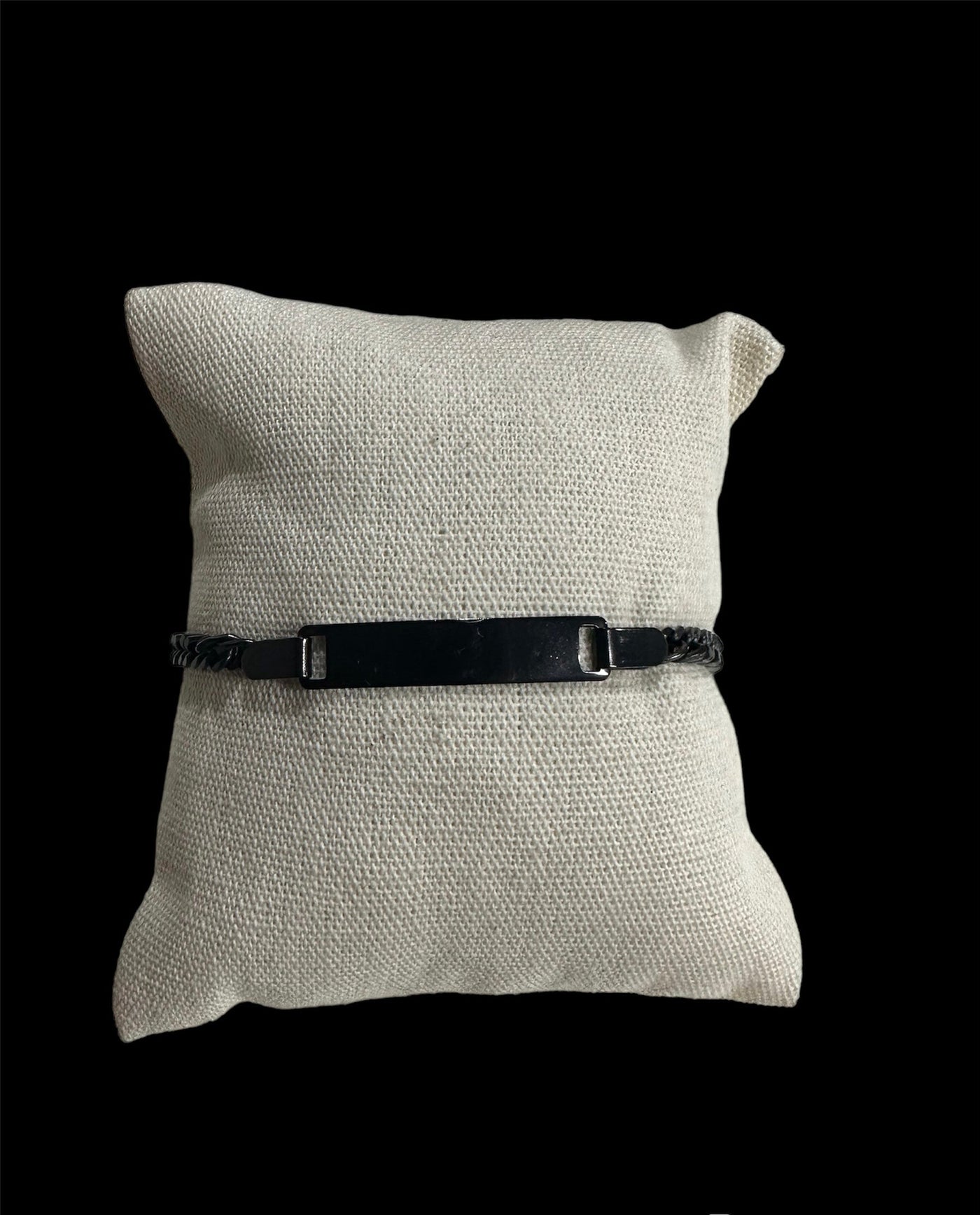 Pulsera Negra con Placa Niño All In Men Joyeria