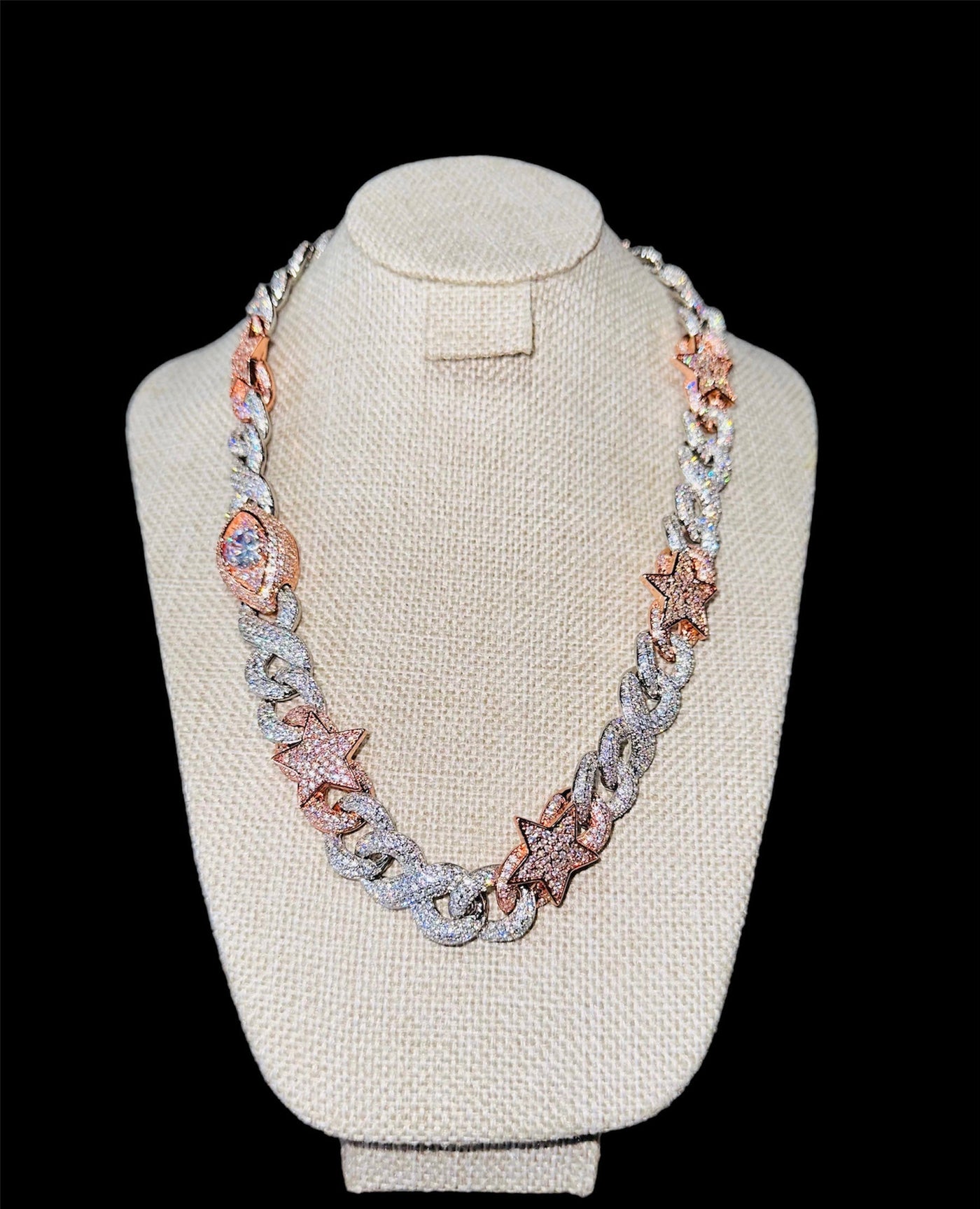 Cadena Plata Estrellas Rosas All In Men Joyeria