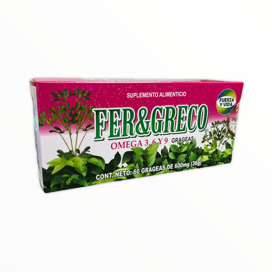 GRAGEAS FER Y GRECO ( FENOGRECO) , OMEGA 3,6,9 C/60 FUERZA Y VIDA NatuZem