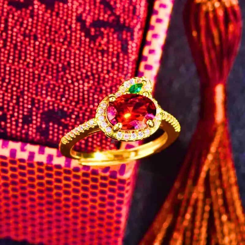 RB0022 - Anillo Cobre Zanahoria Circonita Cubica Naranja y Verde Calenbi Calenbi Joyería