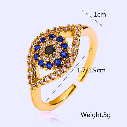 RB0023 - Anillo Acero Inoxidable Circonita Blanco y Azul Chapa Oro 14K Ajustable Calenbi Calenbi Joyería