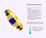 Anillo S925 Ley Circonita Azul y Blanca Chapa Oro 10k