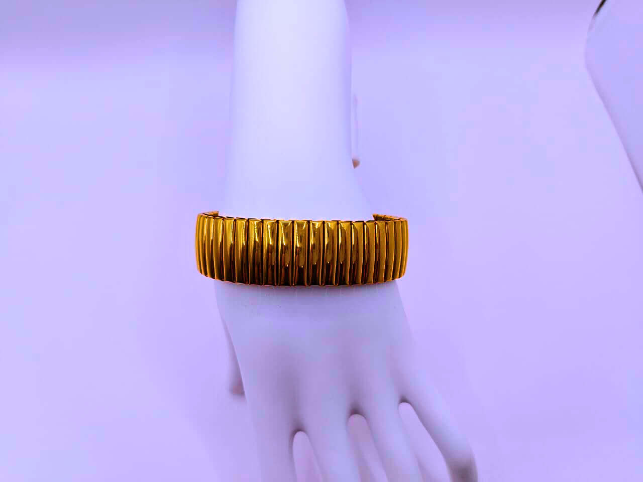 BB0005 - Pulsera Acero Inoxidable Elástica Ajustable Chapa Oro 10k Calenbi Calenbi Joyería