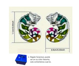 Aretes Plata Esterlina 925 Camaleón Recina Epoxica Inserción
