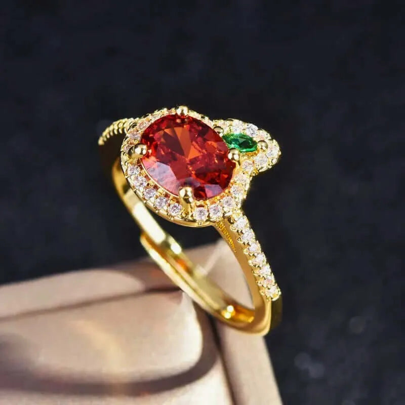 RB0022 - Anillo Cobre Zanahoria Circonita Cubica Naranja y Verde Calenbi Calenbi Joyería