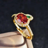 RB0022 - Anillo Cobre Zanahoria Circonita Cubica Naranja y Verde Calenbi Calenbi Joyería