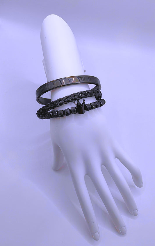 BB0025 - Pulsera Acero Inoxidable Triple Negro Unisex Calenbi