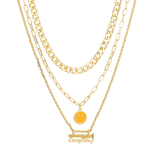 Collar y Aretes Cobre "Emoticon" Esmalte Amarillo Chapa Oro 10k
