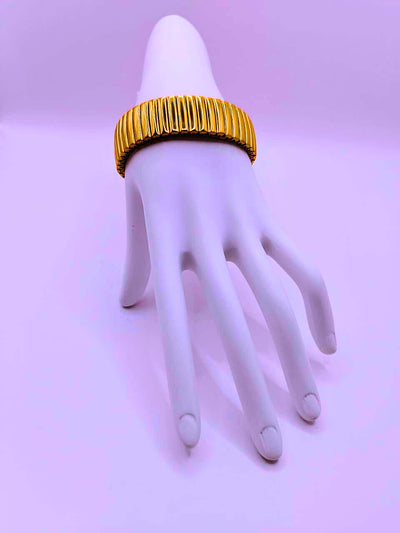 BB0005 - Pulsera Acero Inoxidable Elástica Ajustable Chapa Oro 10k Calenbi Calenbi Joyería