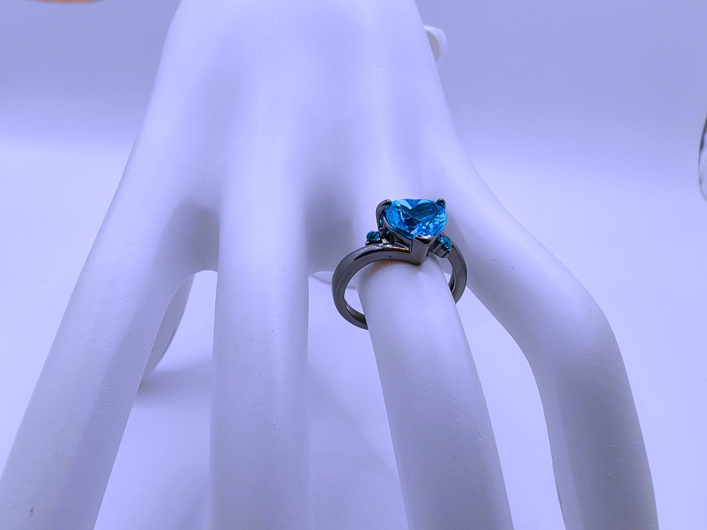 RB0063 - Anillo Cobre Circonita Cubica Azul Cerrado Negro Calenbi Calenbi Joyería