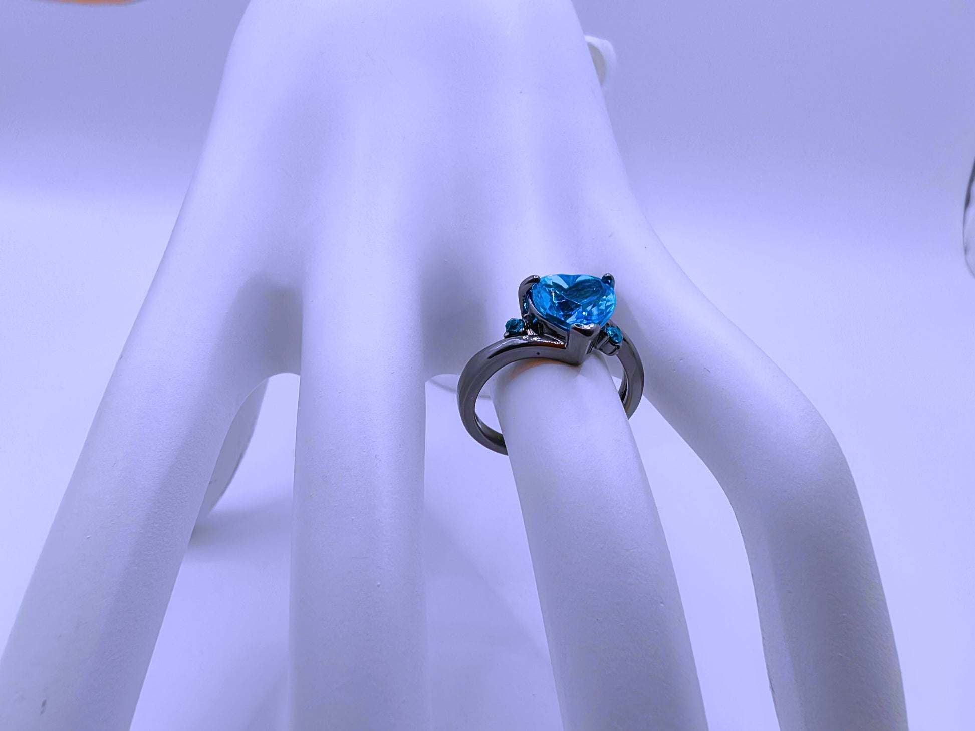RB0063 - Anillo Cobre Circonita Cubica Azul Cerrado Negro Calenbi Calenbi Joyería