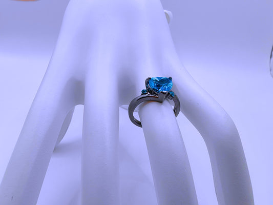 RB0063 - Anillo Cobre Circonita Cubica Azul Cerrado Negro Calenbi Calenbi Joyería