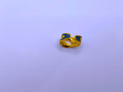RB0006-10 Anillo Acero Inoxidable Epoxica Chapa Oro 10k Calenbi Calenbi Joyería