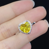 Anillo Cobre Corazón Amarillo Plateado Ajustable