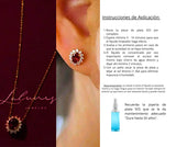 Collar y Aretes S925 Ley "Rubí" Chapa Oro Rosa 14K Calenbi