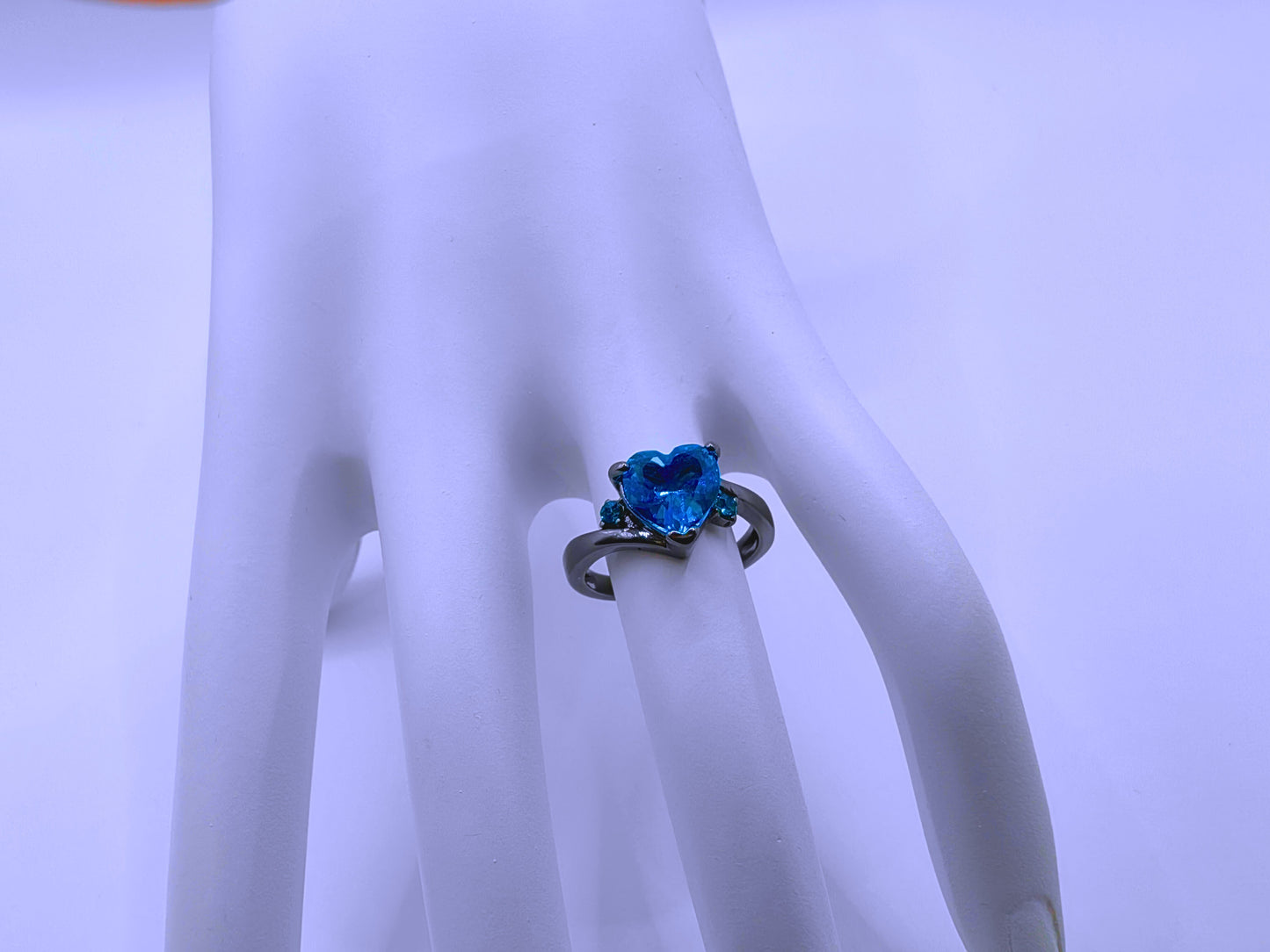 RB0063 - Anillo Cobre Circonita Cubica Azul Cerrado Negro Calenbi Calenbi Joyería