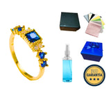 Anillo S925 Ley Circonita Azul y Blanca Chapa Oro 10k