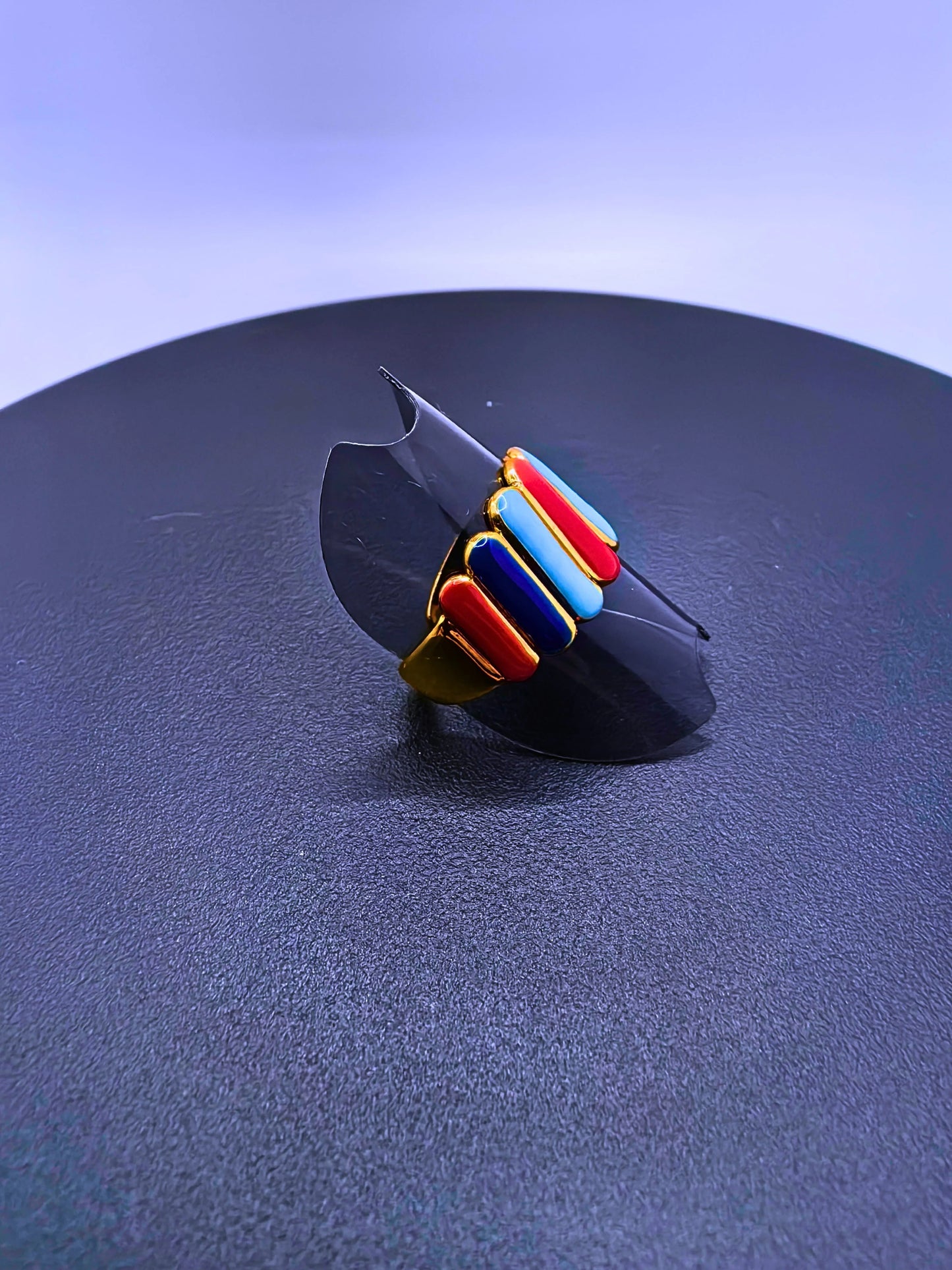 RB0019 - Anillo Acero Inoxidable Epoxica Chapa Oro 14k Calenbi Calenbi Joyería