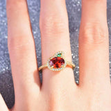 RB0022 - Anillo Cobre Zanahoria Circonita Cubica Naranja y Verde Calenbi Calenbi Joyería