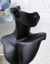 Exhibidor De Joyeria Resina Negro Base Dorada