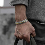 BB0018 - Pulsera Aleación Ajustable Pluma Dorada y Plateada Calenbi Calenbi Joyería