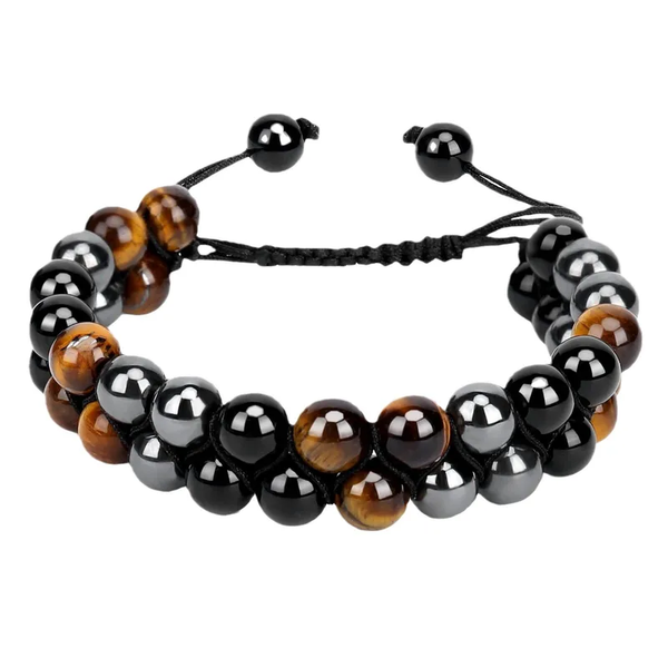 Pulsera Ajustable Piedras Artificiales Ojo De Tigre Unisex