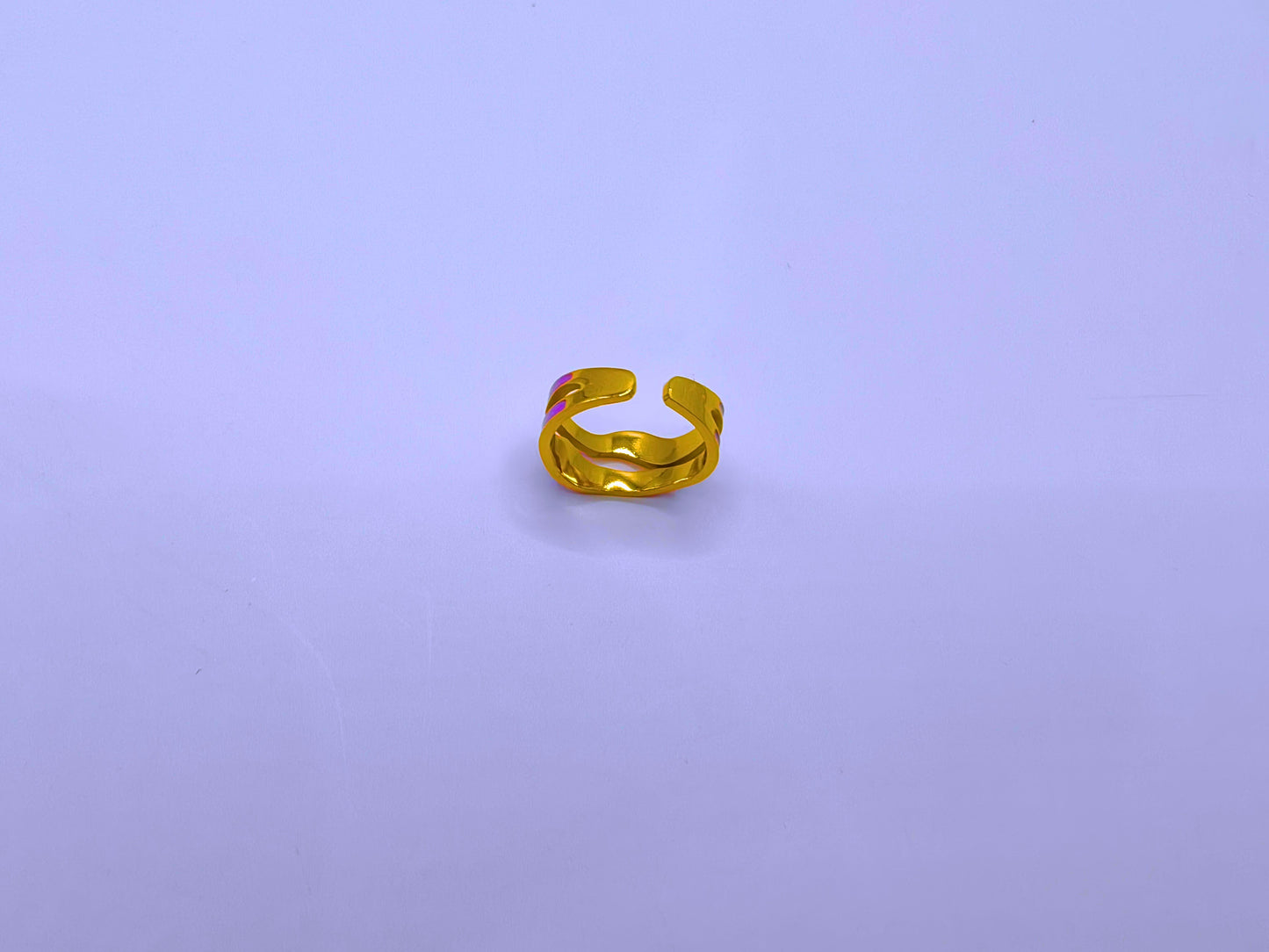 RB0006-10 Anillo Acero Inoxidable Epoxica Chapa Oro 10k Calenbi Calenbi Joyería