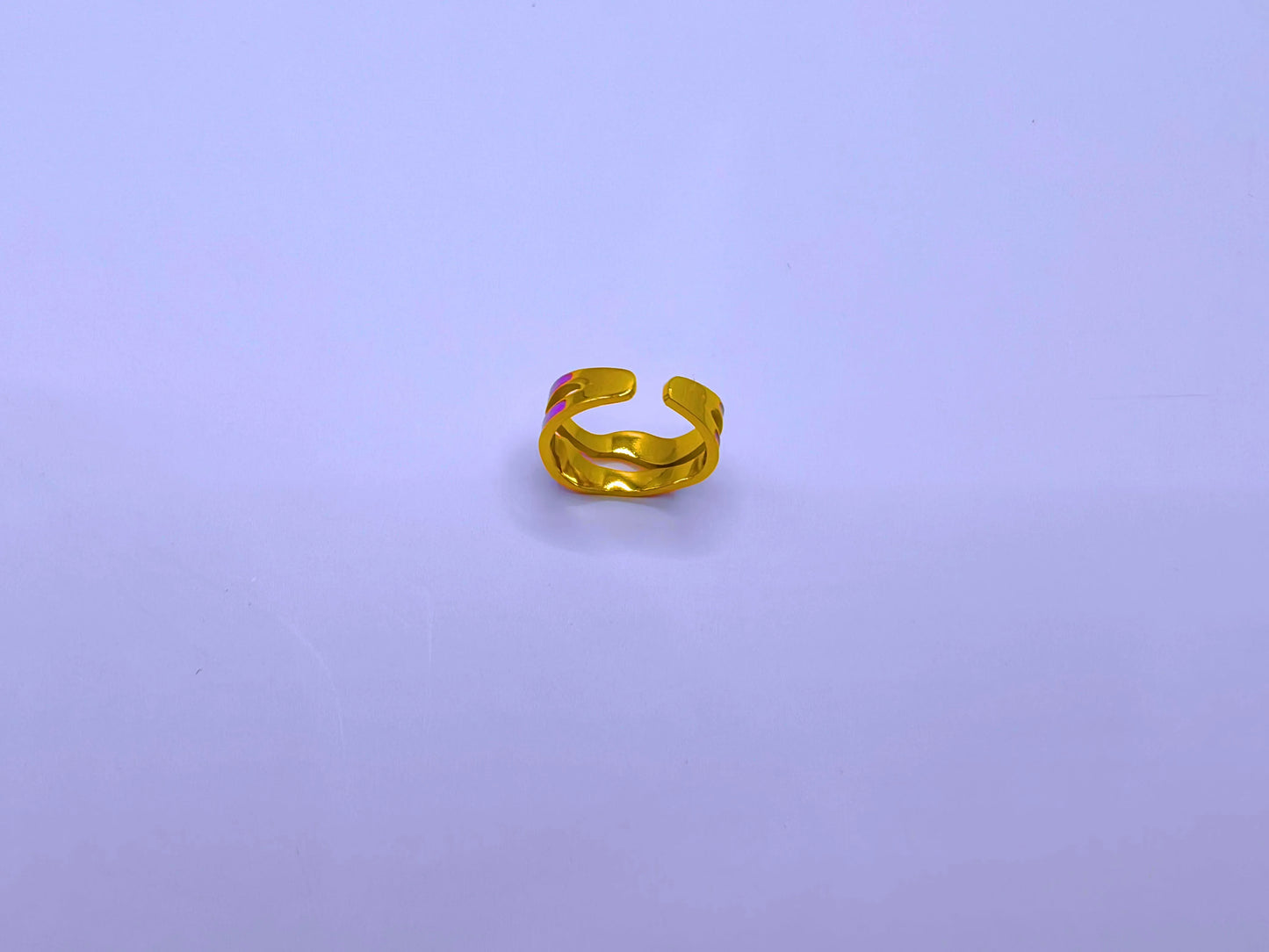 RB0006-10 Anillo Acero Inoxidable Epoxica Chapa Oro 10k Calenbi Calenbi Joyería