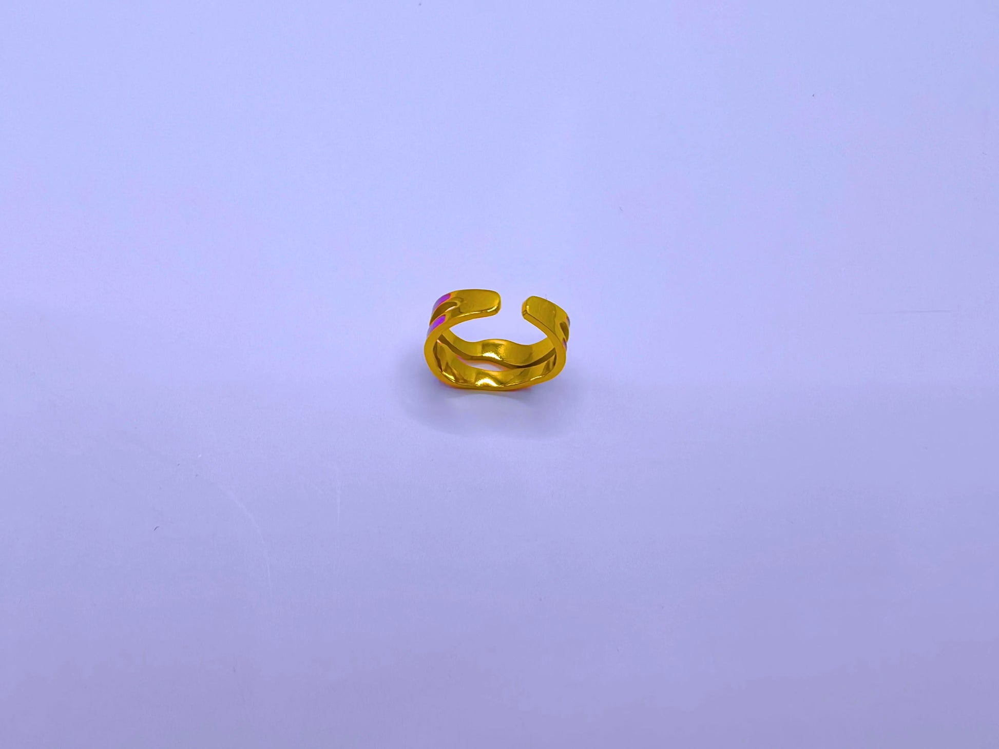 RB0006-10 Anillo Acero Inoxidable Epoxica Chapa Oro 10k Calenbi Calenbi Joyería