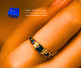 Anillo S925 Ley Circonita Azul y Blanca Chapa Oro 10k